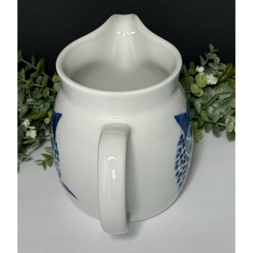 ARABIA FINLAND MCM Vintage Pottery Blue Cat Pitcher by Kaj Franck - 1.5 QT - Picture 6 of 13
